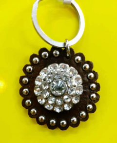 CHAVEIRO DE COURO COM APLIQUES - COD 10519