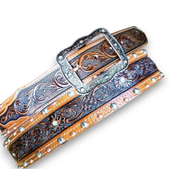 Cinto de couro Fem. C/Strass -Cod:13856