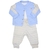 Conjunto Casaco Body e Calça Suedine Ursinho Off White e Azul