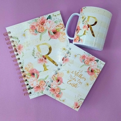 Kit Caneca + bloquinho + caderno Modelo Alfabeto 60