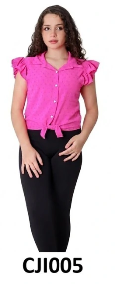 Conjunto Infantil Meninas e Adolescentes Juvenil com 2 Peças Blusa Pipoca Camisa Botão e Calça Legging Suplex (502+700) CJI005 - Agriidoce