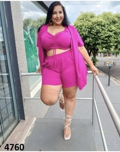 Trijunto Cropped Shorts e Kimono Plus Size (TRJ4760) - comprar online