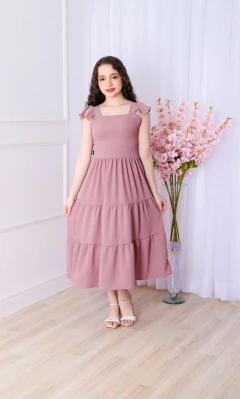Vestido Infantil e Juvenil Longo 3 Marias Liso Moda Evangélica Mocinhas Tecido Duna (Vinf434)