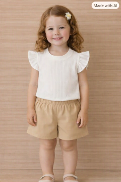 Conjunto Infantil e Juvenil para Meninas e Adolescentes Cropped Blusa Frufru Babado e Shorts Alfaiataria CJI012 - comprar online