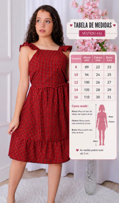 Vestido Infantil e Juvenil Xadrez Tecido Duna para Meninas e Adolescentes Para Festa Junina Festa Julina São João (VINF430) na internet