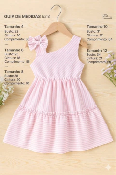Vestido Infantil Listrado com Laço na Alça Tecido Crepinho VINF426 na internet