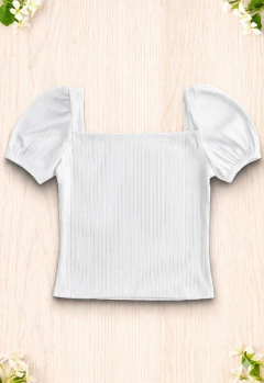 Imagem do Blusa Cropped Infantil e Juvenil Decote Quadrado Canelada para Meninas e Adolescentes BINF523