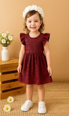 Imagem do Vestido Infantil Curto Manga Babado Ribana (VINF424)