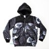 Jaqueta puffer infantil inverno preto e cinza floral Marisol