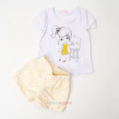 Conjunto short bordado amarelo Kukiê