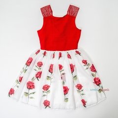 Vestido Festa Flowers vermelho Infanti