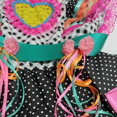 Vestido caipira luxo xadrez preto e branco Festa Junina São João - Espoleta Malagueta
