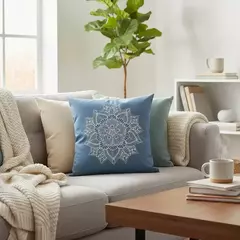 FUNDA ALMOHADON LIENZO ACERO 40X40CM - comprar online