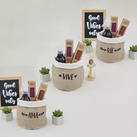 CESTO CONTENEDOR DE ARPILLERA CON ESTAMPA 20x20 cms - comprar online