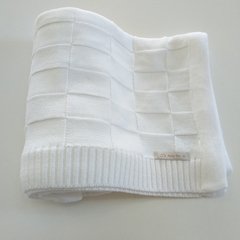 Manta quadriculada Branca - Baby Fio Tricot Infantil