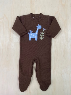 Macacão Marrom Girafa Azul - comprar online