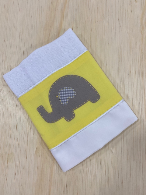 Fralda de Boca Elefantinho Cinza - Amarelo