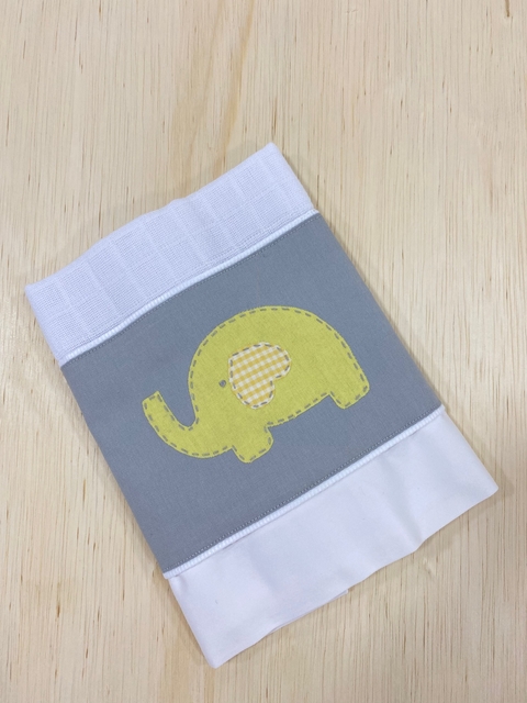 Fralda de Boca Elefantinho Amarelo - Cinza