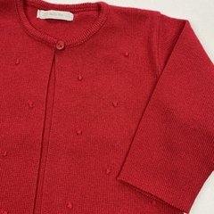 Casaco Poá Vermelho - Baby Fio Tricot Infantil