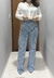 Calça com Strass Total e Lavagem Clara - GAB'S STORE