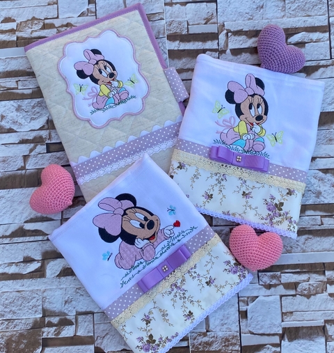 kit porta caderneta e 2 fraldas de boca