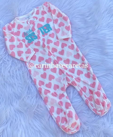 Macacão fleece little sister simple joys