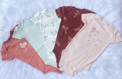 Kit 5 bodys flores Carters