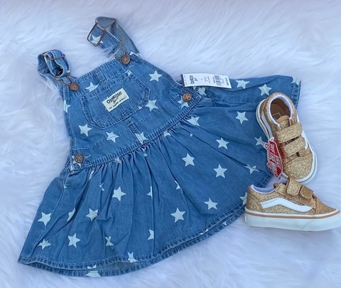 jardineira vestido jeans oshkosh