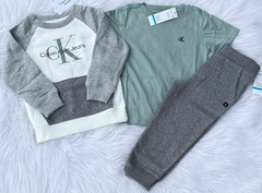 Conjunto 3 peças CK cinza e branco