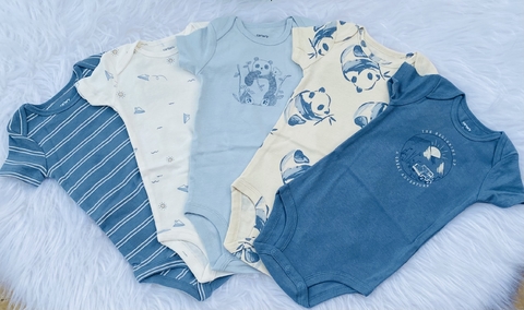 kit 5 bodys panda azul