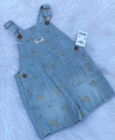 jardineira jeans florzinha oshkosh