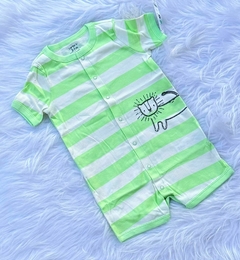 Romper gatinho listrado verde carters