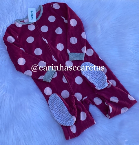 Macacão fleece marsala carters