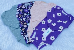kit 4 bodys floral roxo ML