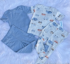 Kit 4 peças azul/carros Carters