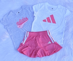 Kit camiseta e saia rosa Adidas
