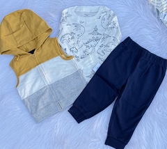 Trio colete amarelo moletinho Carters
