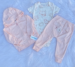 Conjunto atoalhado rosa Carters