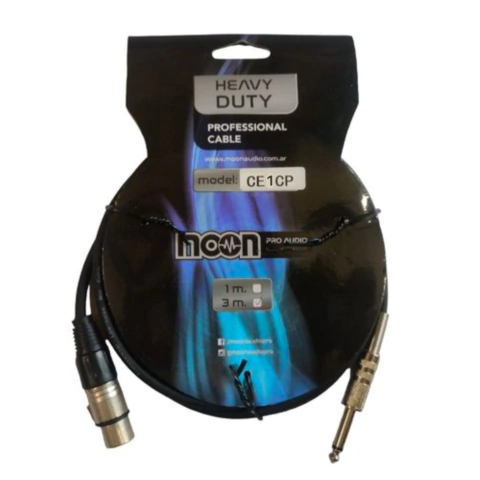 Cable para micrófono Moon CE1CP canon/plug mono de 1 metro, de goma negro - comprar online