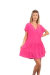 Vestido corto de fibrana, amplio, fucsia, talle S/M (st030223)