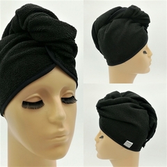 TURBANTE BÁSICO NEGR0 EN TOALLA MICROFIBRA