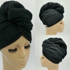 TURBANTE BÁSICO NEGR0 EN TOALLA DE ALGODÓN
