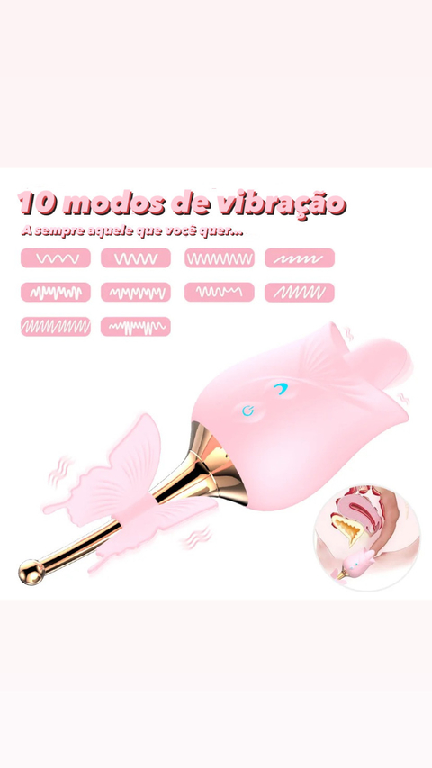 ESTIMULADOR DE CLITÓRIS Rosa COM 10 MODOS DE VIBRAÇÃO E MOVIMENTOS DE LÍNGUA
