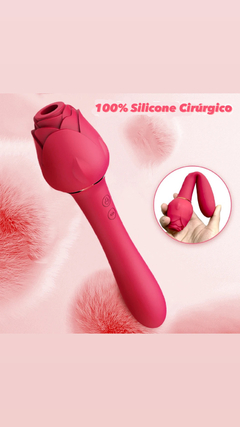 Vibrador Duplo e Sugador Formato de Rosa Vermelho - loja online