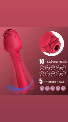 Vibrador Duplo e Sugador Formato de Rosa Vermelho - comprar online