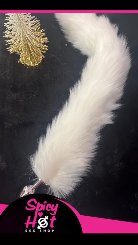 Plug Anal AÇO P COM Com Rabo BRANCO