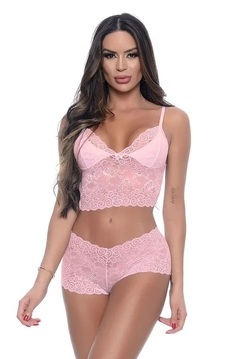 Conjunto Cropped e Calesson ROSE em Renda Sem Bojo Hot Love