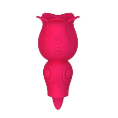 Vibrador De Clitóris Rosa Dupla VERMELHO Com Pulsação E Língua Sexy Import