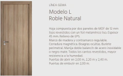 PUERTA GEMA MOD L 70/10 MMROBLE DER. OBLAK - comprar online