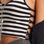 Top Rimmel MALVA mujer corto rayado blanco y negro algodón con lycra - tienda online